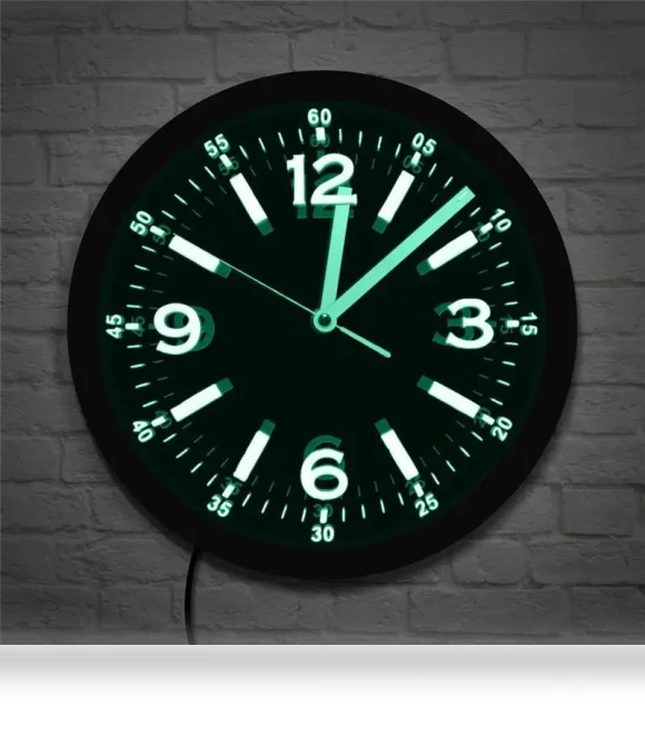 Modern Design LED Neon Wall Clock — Clocks, Factory Discount Outlet