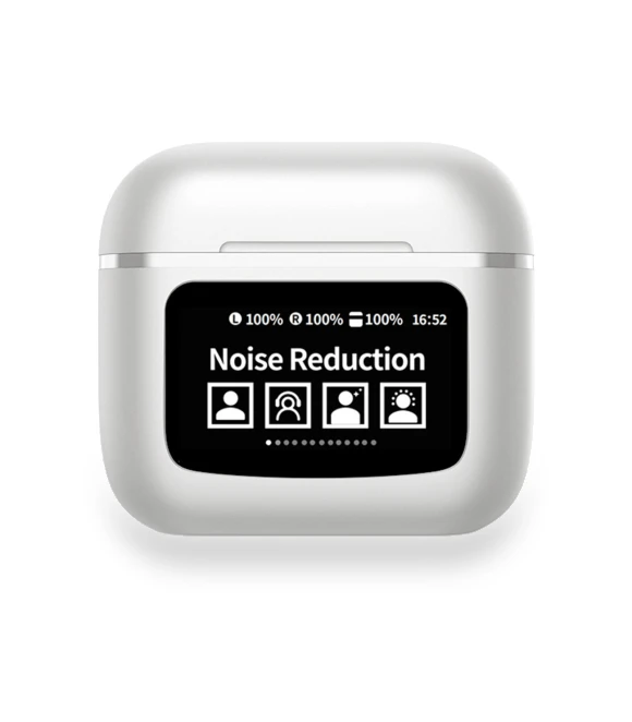 Wireless BT Headset with App, LCD Display, Full-Color Touch Screen, Charging Case, and Intelligent Noise Cancellation — Headsets, Andoer