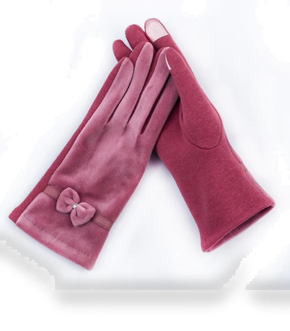 Women's Mink Gloves with Bow — Arm Warmers, sunrise 1
