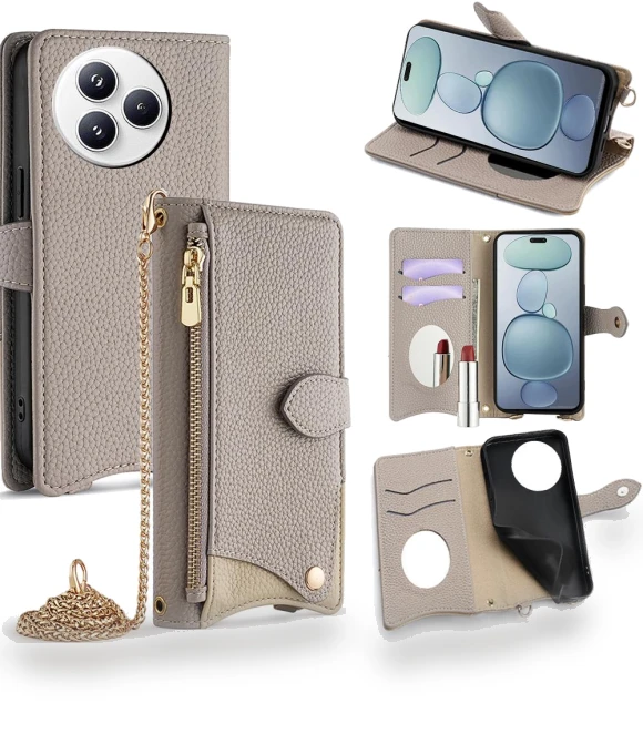 Leather Case Wallet Stand Cover with Chain Strap — Phone Accessories, Smartwatch 2025