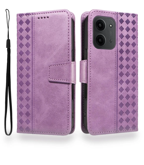 Leather Wallet Stand Case with Grid Embossing — Phone Accessories, Smartwatch 2025