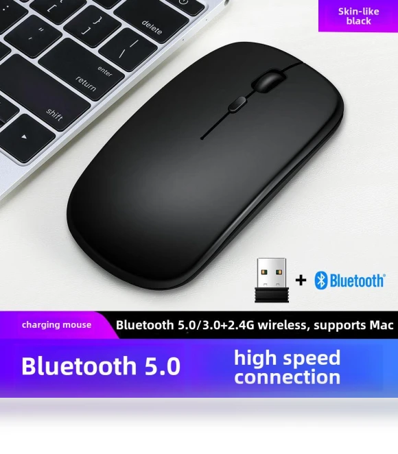 Rechargeable Dual-Mode Silent Bluetooth Mouse — Mouse Pads, StrideBox