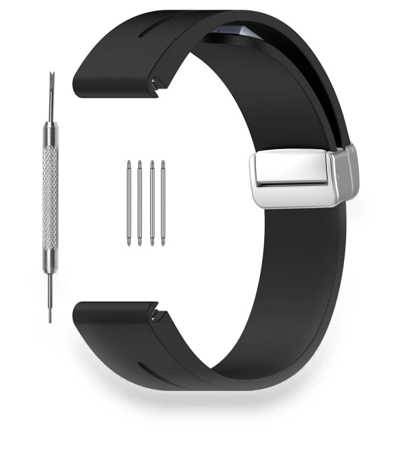 Silicone Watch Strap with Magnetic Silver Buckle — Fitness Bands, Smartwatch 2025