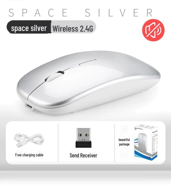 Transparent Silent Wireless Bluetooth Mouse with Rechargeable Feature for Laptops — Mouse Pads, Premium Choice