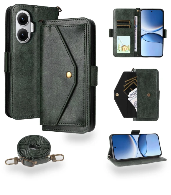 Leather Case Magnetic Closure Wallet Stand Phone Cover with Crossbody Strap — Flip Cases, Smartwatch 2025