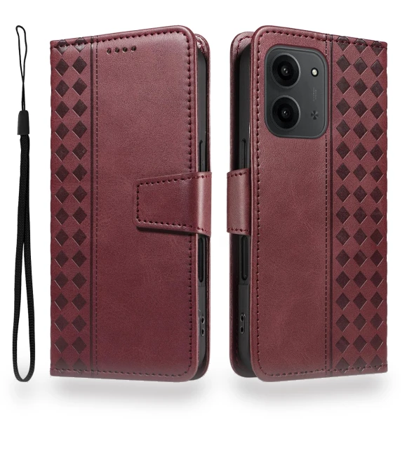 Leather Wallet Stand Case with Mesh Embossing — Phone Accessories, Smartwatch 2025