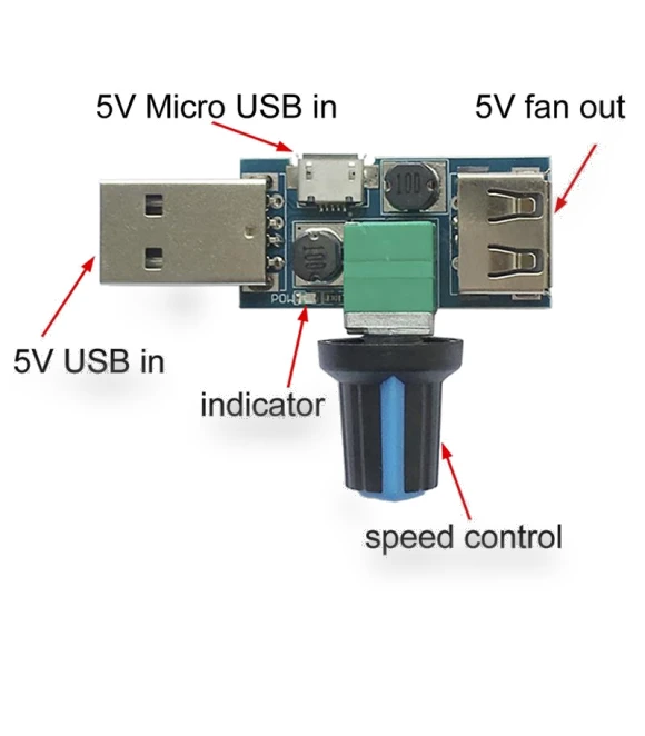 USB DC Fan Speed Controller — Portable USB Fans, Jackk