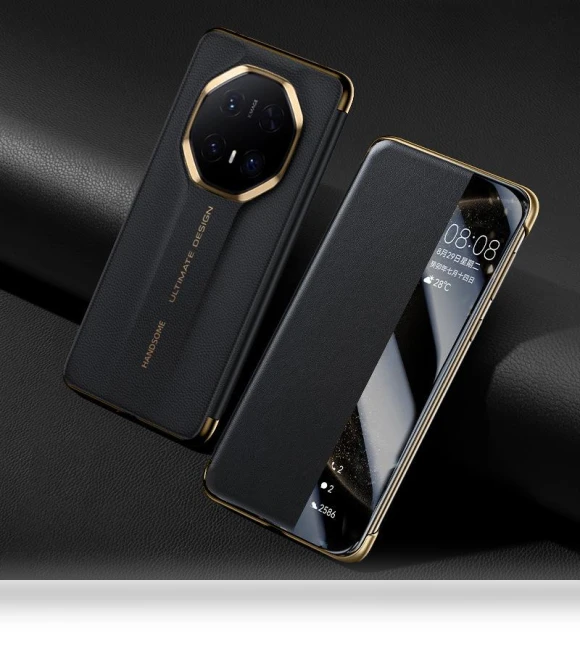 Phone Case Smart Window All-inclusive Anti-drop High-end Business Leather Case — Phone Accessories, Huawei