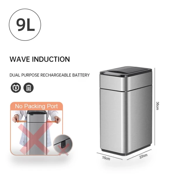 Smart Stainless Steel Trash Bin — Kitchen Cans, QIANBAIDI