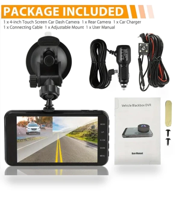 Dual Lens Dash Cam with 4-inch Touch Screen — Dashboard Cameras, Home Of Auto Parts