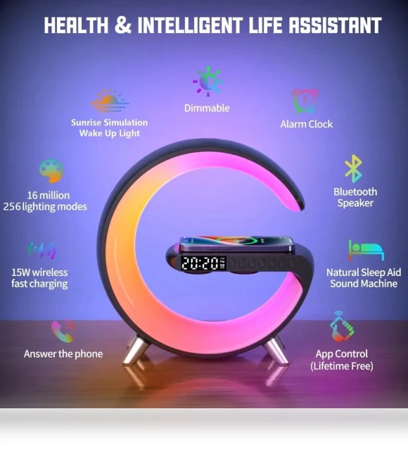 Smart Light Wireless Mobile Power Bluetooth Speaker Alarm Clock Wake-up Atmosphere Light White Noise Sleep Light — Fitness Bands, Xiaomi