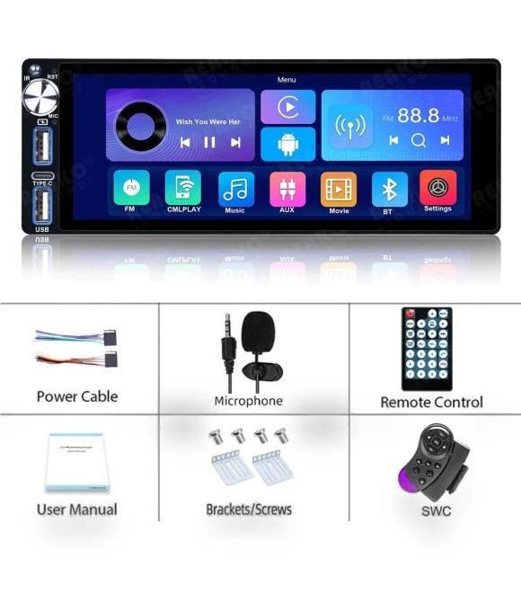 Universal 6.9-inch Car Radio with Carplay — Stereo Receivers, Reakosound