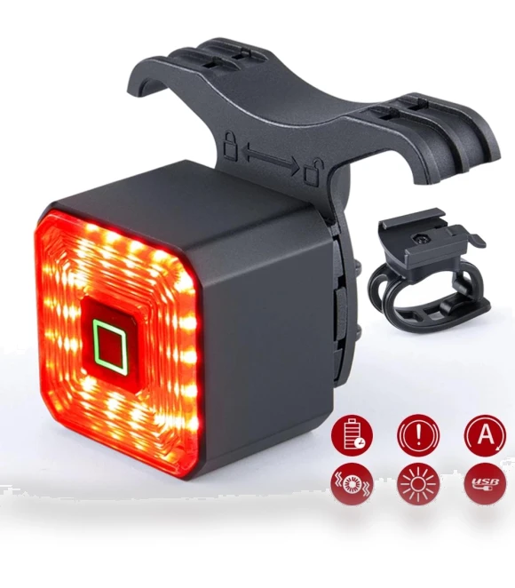 USB Rechargeable Bike Smart Brake Light — Bike Headlights, KaCoshi