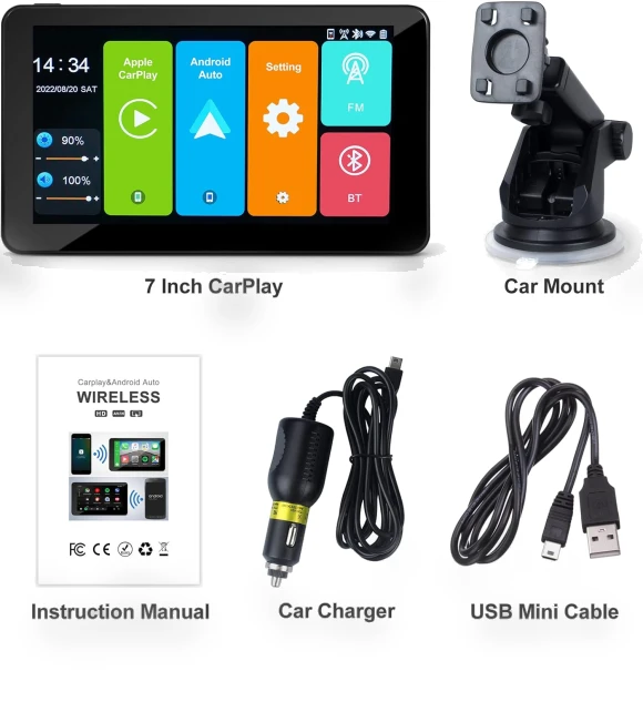 7-inch Wireless CarPlay Android Auto Multimedia Video Player — Stereo Receivers, JOHO