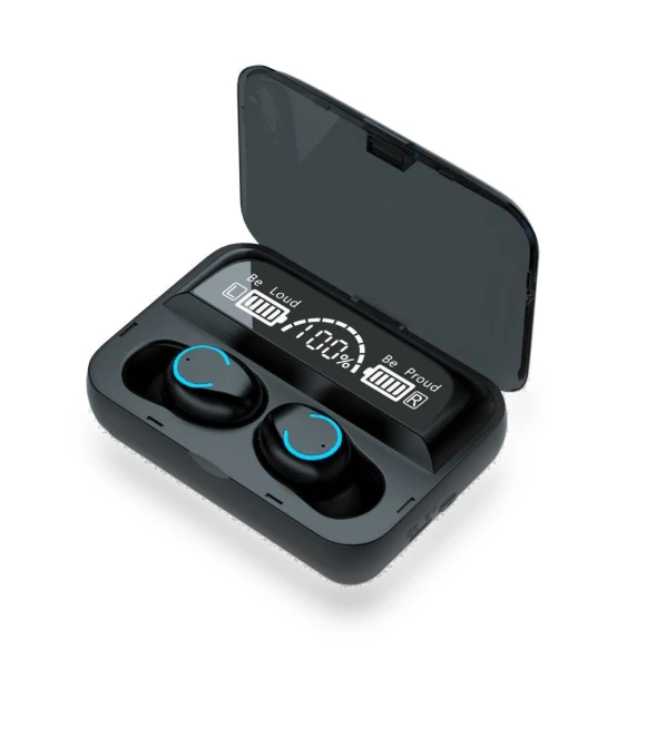 Bluetooth Headset with Dual Earbuds and Large Screen — In-Ear Headphones, Junmaocun