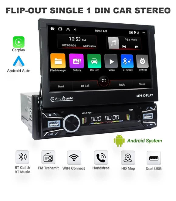 Car Radio with Retractable Touchscreen — Navigation & GPS Accessories, Reakosound