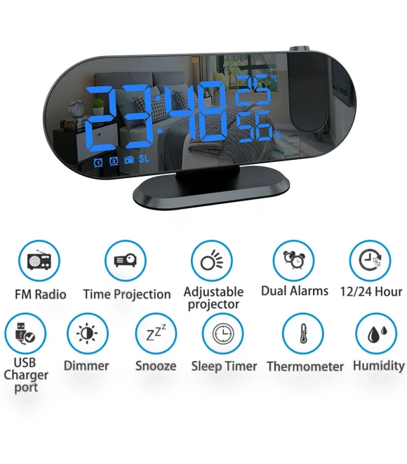 Double Loud Smart Alarm Clock with Projection — Alarm, We Satisfied