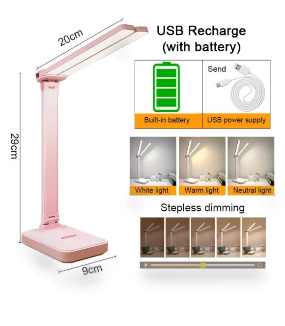 LED Desk Lamp with 3 Dimming Levels — Study & Desk Lighting, ZPG