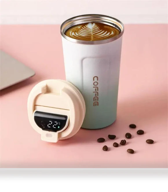 Smart Travel Thermos Mug with Temperature Display — Beverage Warmers, Cosy Homes