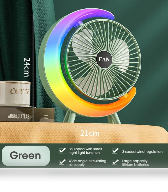 Electric Fan with RGB Lighting — Portable Cooling Solutions, Bai Fen Bai Electronic