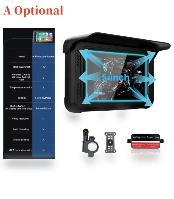Motorcycle Wireless Carplay Smart Android with Automatic Projection Screen, Driving Recorder with Tire Pressure... — Navigation & GPS Accessories, zhishangyoupin