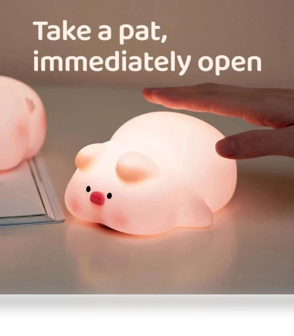 Silicone LED Pig-Hippo Night Light — Night Lights, Binchi Lighting Appliances