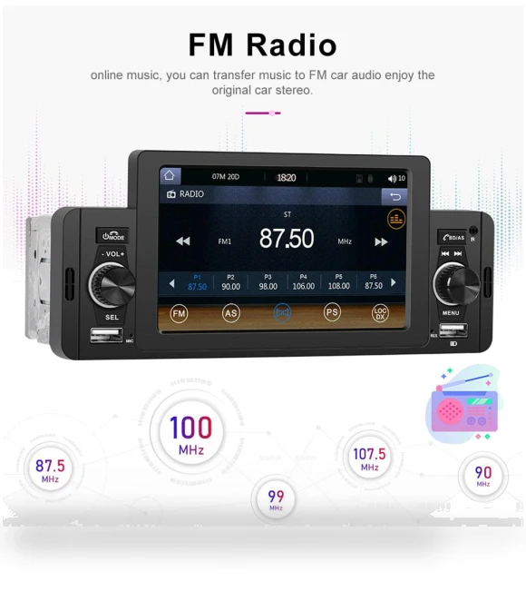 5-inch HD Wireless CarPlay 1Din Video Multimedia MP5 Player — Stereo Receivers, JOHO - CarGear