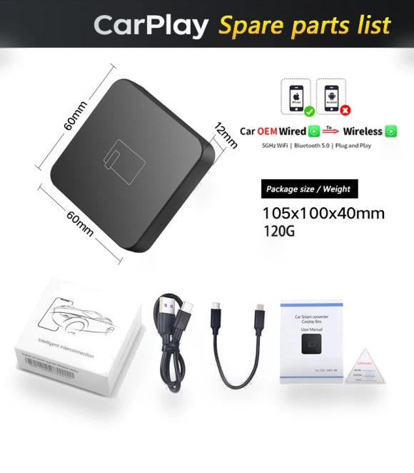 5G Bluetooth Wired to Wireless Carplay AI Box — Stereo Receivers, Reakosound