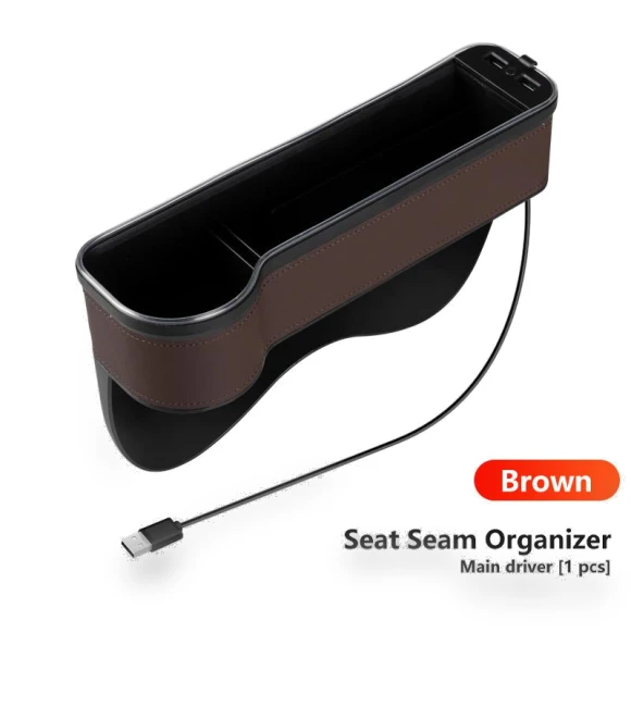 Car Seat Gap Storage Box with RGB Lighting and USB Charging — Car Essentials, Auto Parts Decorate