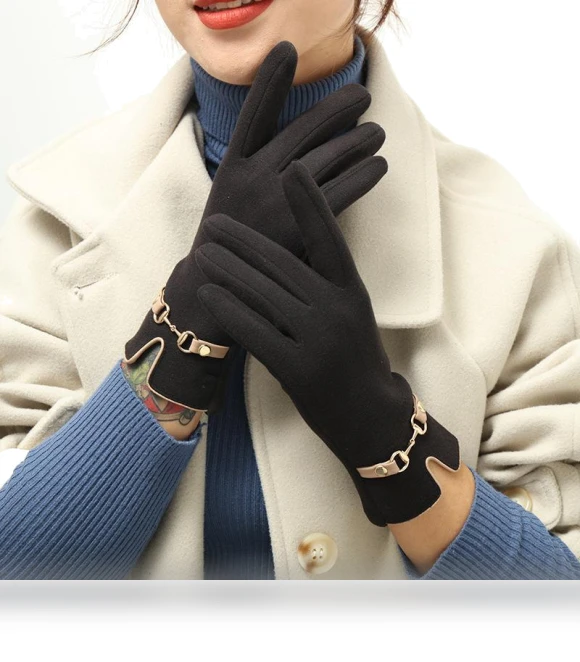 Winter Women's Warm Touchscreen Fleece Gloves with Chain — Arm Warmers, TianJinGeErLiShangMaoYouXianGongSi