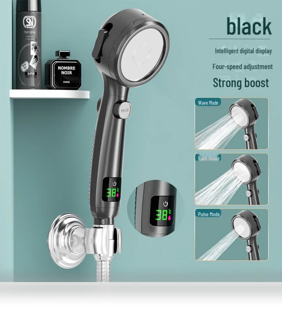 Luxury Smart LED Shower Head Set with Hand Sprayer and Heater — Fixed, Build My Home