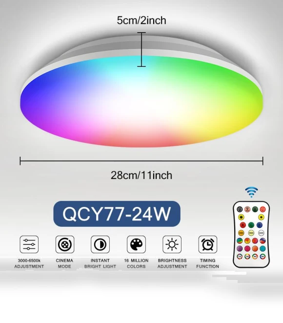 Smart RGB LED Ceiling Light Panel — Overhead Lighting, Your Warm Home