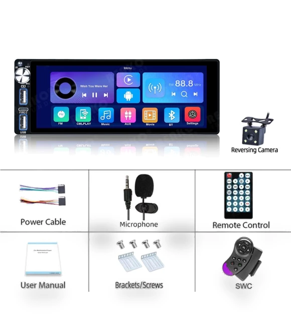 Universal 6.9-inch Car Radio with Carplay — Stereo Receivers, HOME-Auto-001
