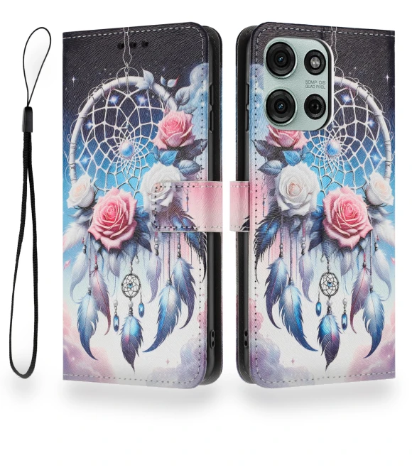 Artificial Leather Pattern Printed Wallet Case with Lanyard — Flip Cases, Smartwatch 2025