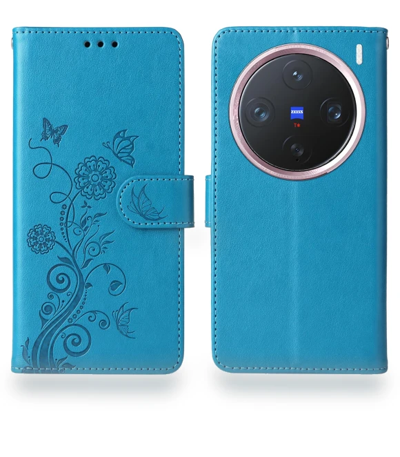 Leather Case Butterfly Floral Imprint Wallet Stand Cover — Basic Cases, Smartwatch 2025