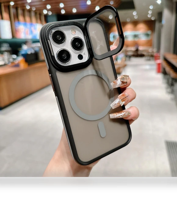 Magnetic Case Skin-Touch TPU Acrylic Phone Back Cover with Lens Protector Kickstand — Phone Accessories, Smartwatch 2025