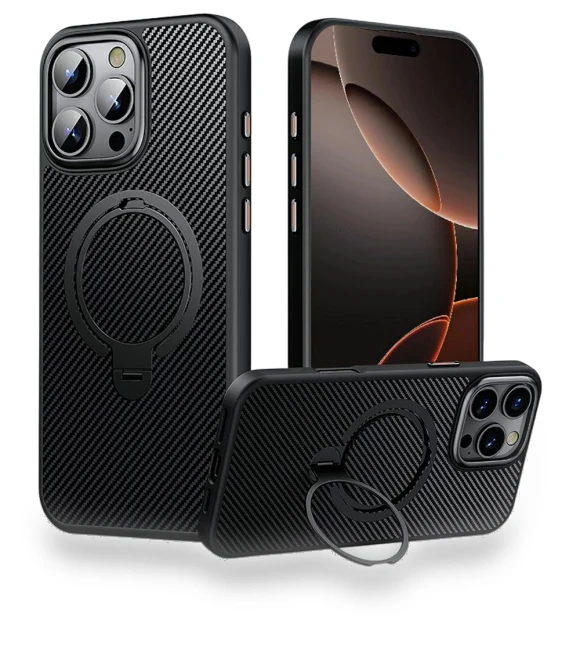 MagSafe Kickstand Case with Carbon Fiber Texture — Phone Accessories, Smartwatch 2025