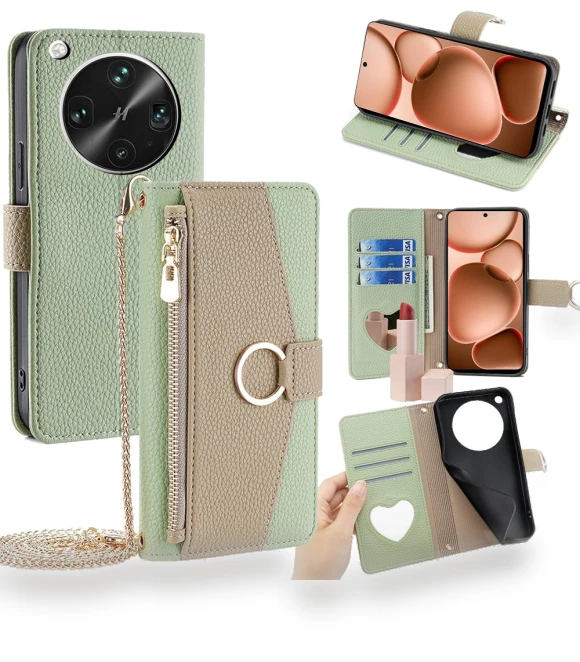 Mirror Wallet Leather Phone Cover with Chain Shoulder Strap — Smartwatch Protectors, Smartwatch 2025