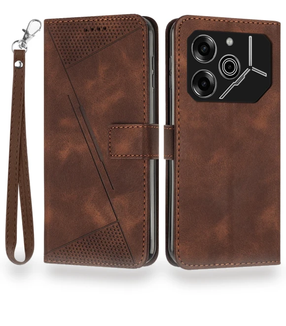 Triangle Imprinted PU Leather Wallet Smartphone Cover — Phone Accessories, Smartwatch 2025