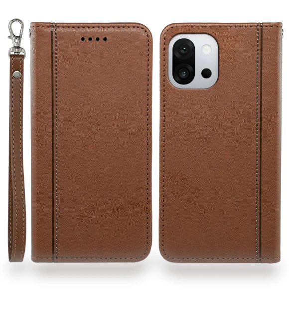 Wallet Case Magnetic Closing PU Leather Phone Cover with Wrist Strap — Basic Cases, Smartwatch 2025