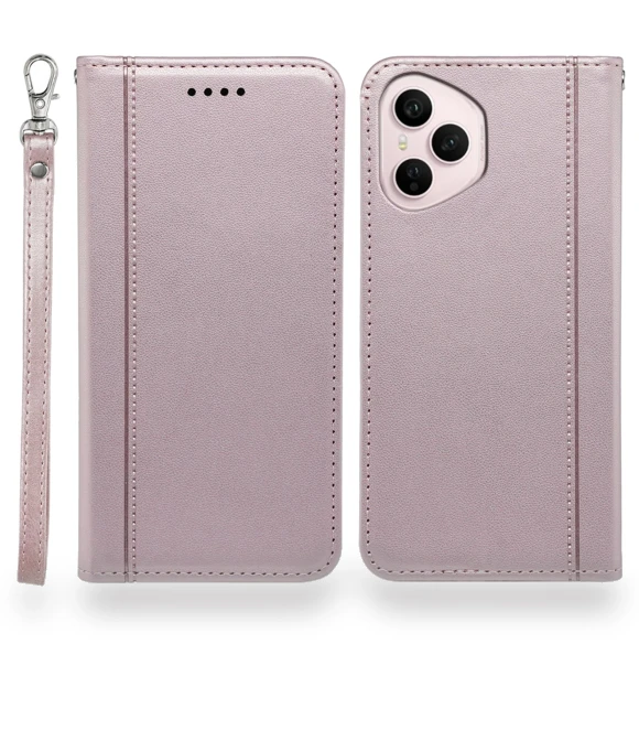 Wallet Case Magnetic Closing PU Leather Phone Cover with Wrist Strap — Flip Cases, Smartwatch 2025