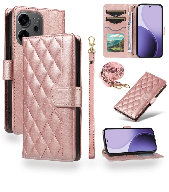 Wallet Case Rhombus Leather Phone Cover with Strap — Basic Cases, Smartwatch 2025