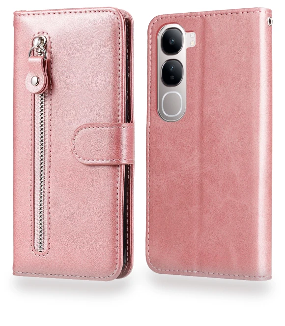 Zipper Wallet Calf Texture PU Leather Phone Cover — Basic Cases, Smartwatch 2025