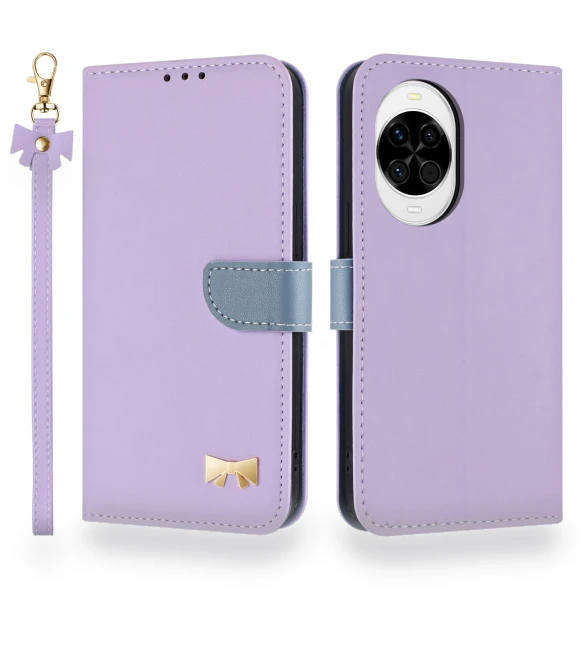 Bowknot Decor Wallet Leather Phone Cover with Wrist Strap — Basic Cases, Smartwatch 2025