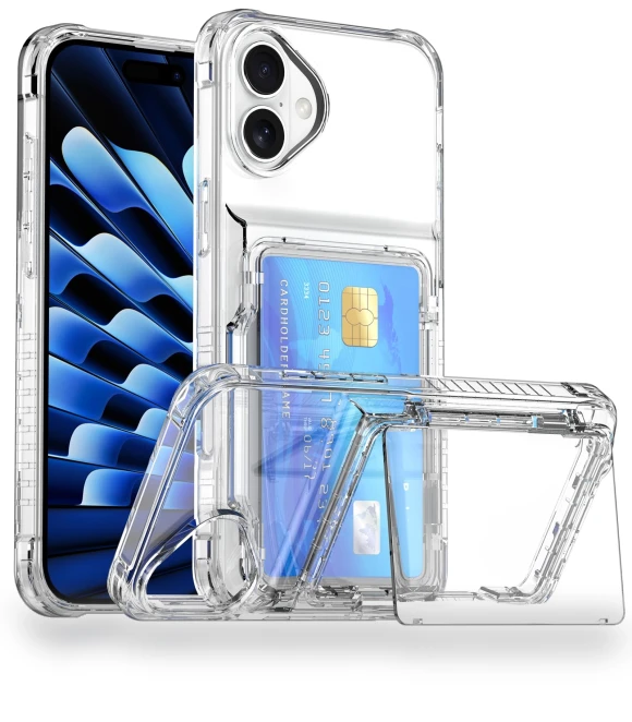 Clear Case with Card Holder and Kickstand — Phone Accessories, Smartwatch 2025