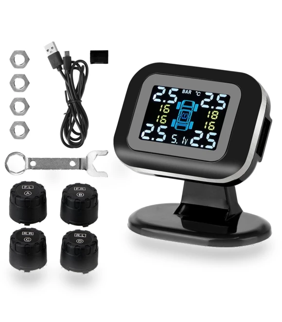 Digital Auto Security Alarm Systems USB TPMS External Tyre Sensors Mini Car Tire Pressure Monitoring System LCD Display — TPMS Sensor Replacements, Home Textile Home Decoration