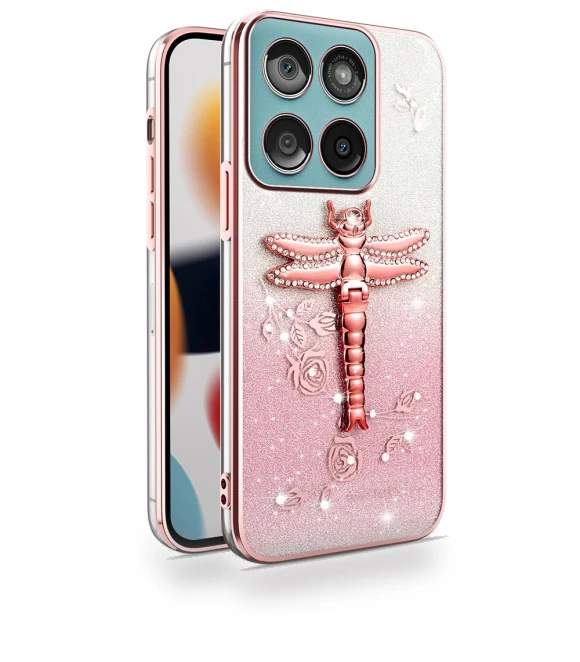 Dragonfly Kickstand Flowers Glitter TPU Cover — Phone Accessories, KADEM