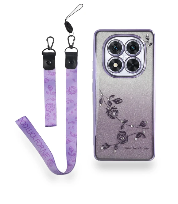 Flower Pattern TPU Gradient Phone Cover with Lanyards — Phone Accessories, KADEM