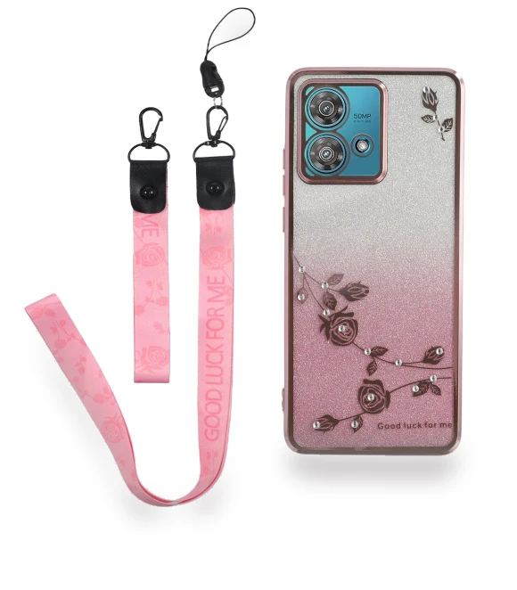Flower Pattern TPU Gradient Phone Cover with Lanyards — Phone Accessories, KADEM