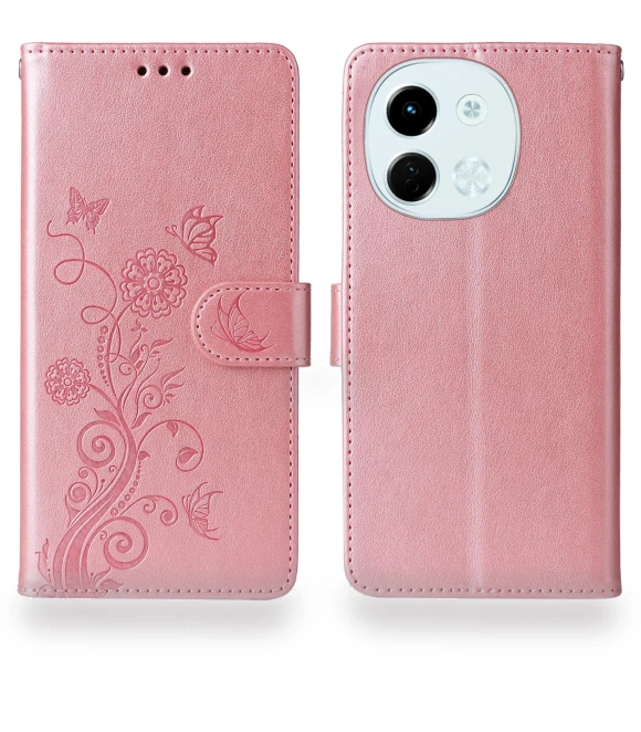 Leather Case Butterfly Floral Imprint Wallet Stand Cover — Flip Cases, Smartwatch 2025